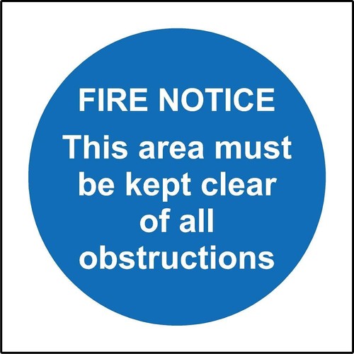 Fire notice this area - , be
