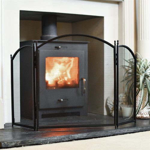 Black iron fire guard - iron,