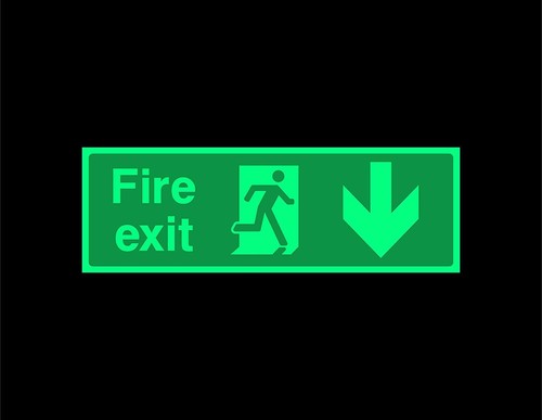 Fire exit down safety - down, sign