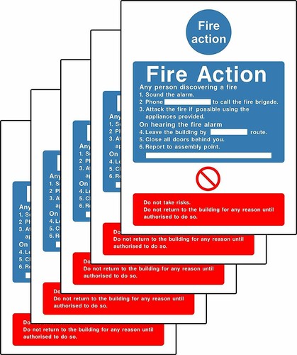 Fire action safety sign - ,