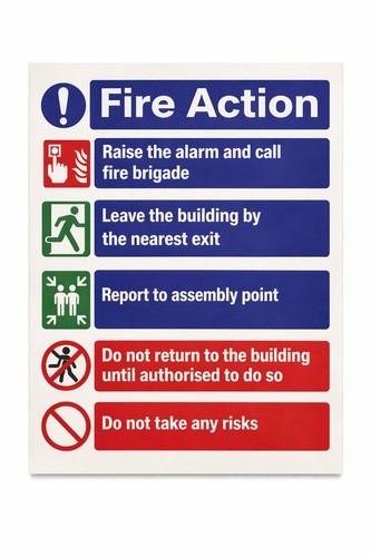 Fire action sign self - sign,