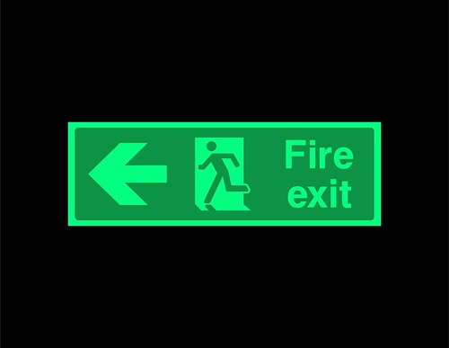 Fire exit left running - , man