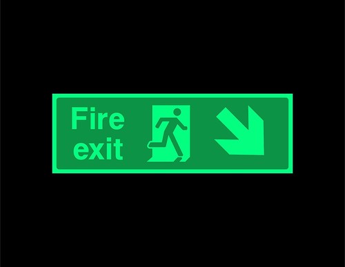 Fire exit diagonal down - fire,
