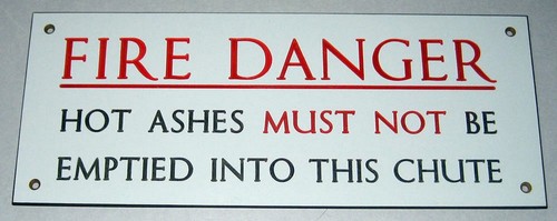 Fire danger plastic wall sign - fire,