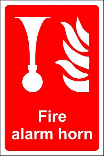 Fire alarm horn safety sign - fire,