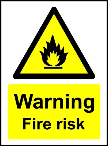 Warning fire risk safety sign - risk,
